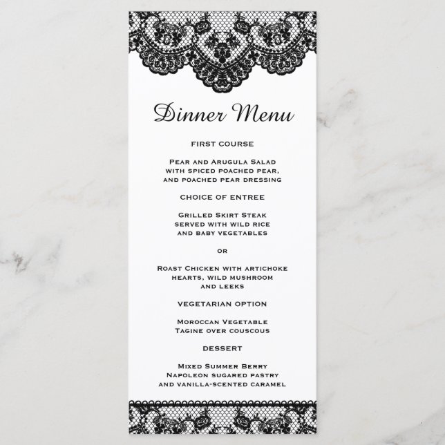 Slimmad midmeny för vit och svart Snöre Meny (Framsida)