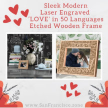 Slimmad modern lasergraverad "KÄRLEK" på 50 språk