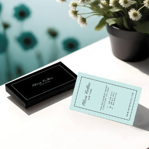 Slimmad, modern, minimal Baby blue och svart Visitkort