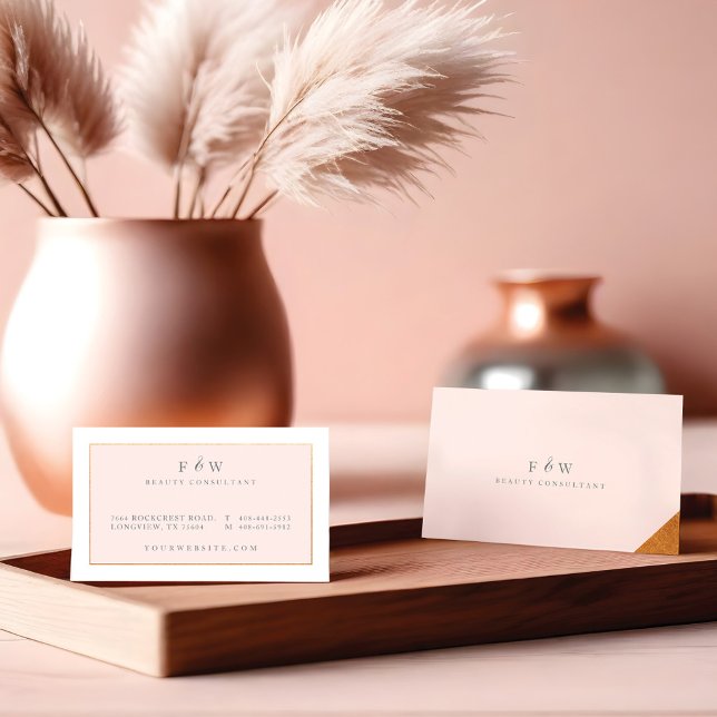 Slimmad, modern, minimal  Rosa och Guld Visitkort (Beautiful Watercolor Wildflower Botanical Garden T-Shirt)