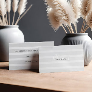 Slimmad, modern, minimalistisk vit och Grått Rand Visitkort