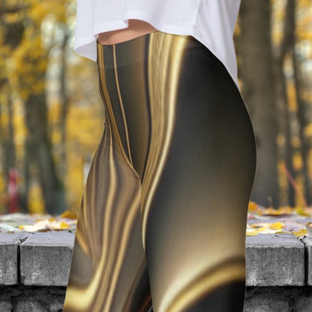 Slimmad, moln Brass-utskrift Leggings (Molten Brass)