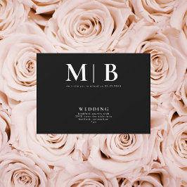 Slimmad och enkel monogram B/W - ingen föräldrainb Inbjudningar