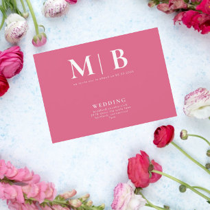 Slimmad och enkel monogram Rosa - ingen föräldrain Inbjudningar