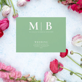 Slimmad och enkel monogramGrönt utan överordnade Inbjudningar