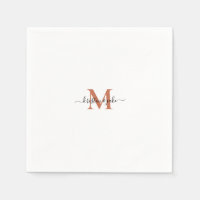 Slimmad och enkel terakott Monogram-Swash Napkins