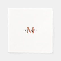 Slimmad och enkel terakott Monogram-Swash Napkins