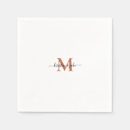 Slimmad och enkel terakott Monogram-Swash Napkins Pappersservett