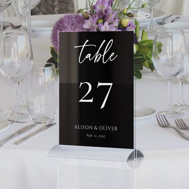 Slimmad och Snyggt: Anpassningsbar Black Modern Br Bordsnummer (Personalized Sleek and Stylish: Black Modern Wedding Table Number)