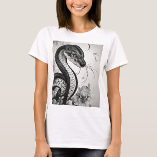 Slimmad och Snyggt Black and White Snake Tattoo" T Shirt