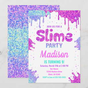 Slimmad Party-födelsedagsinbjudan Glitter Inbjudningar