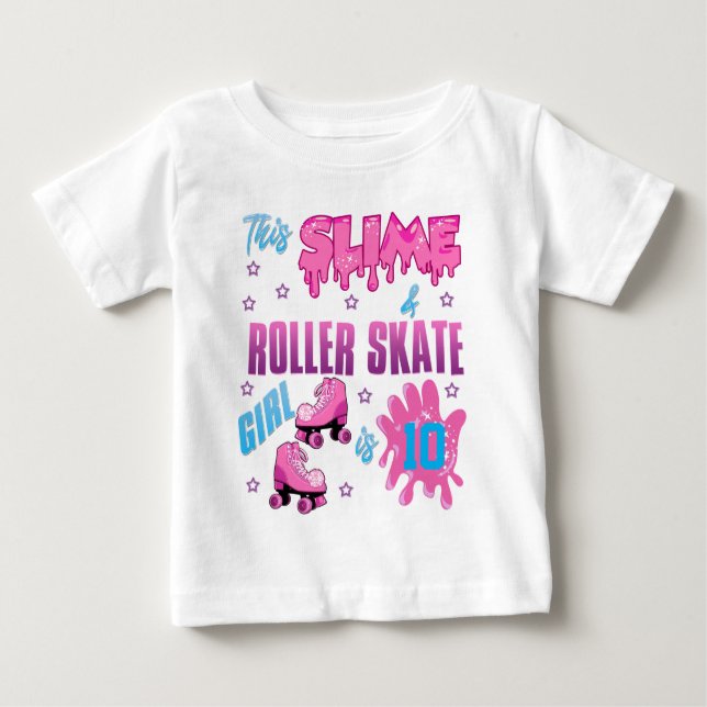 Slimmad roller Skat Färgfull Birthday Girl Anpassn T Shirt (Framsida)