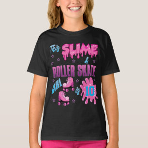 Slimmad roller Skat Färgfull Birthday Girl Anpassn T Shirt