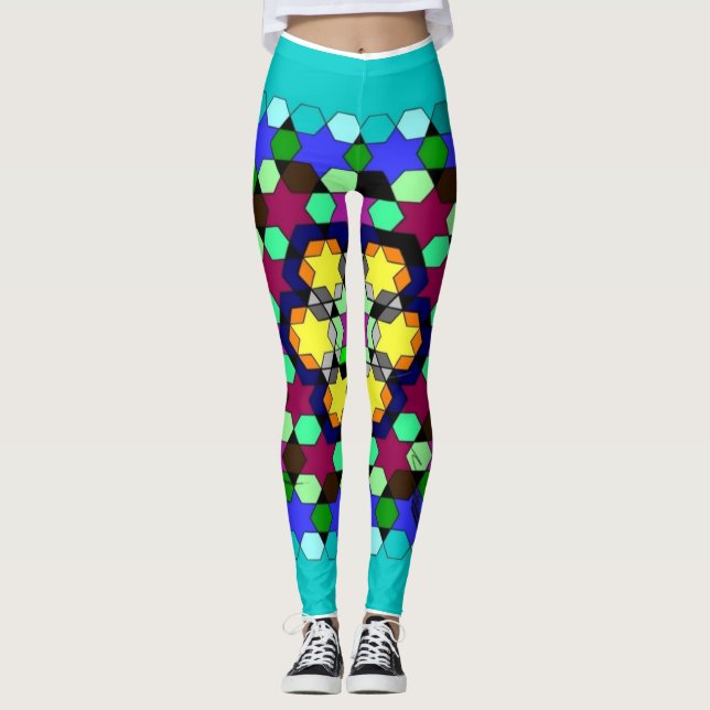 Slimmad snyggt, slimmad honeycomb-mönstrad 3D-lege Leggings (Framsida)