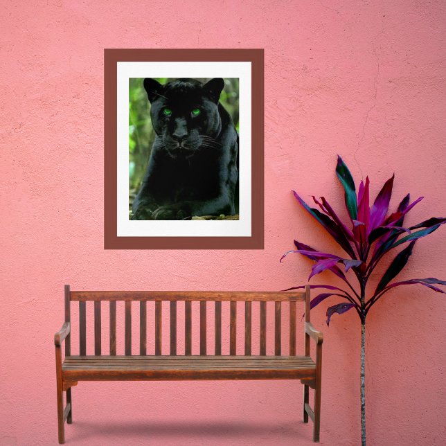 Slimmad, svart Panterkatt med Grönt Ögon Poster (Skapare uppladdad)