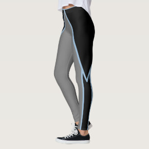 Slimming Black Grått och Blue Leggings