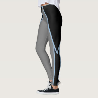 Slimming Black Grått och Blue Leggings