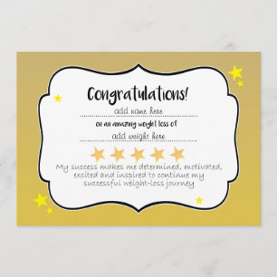 Slimming Group Klubb Guld Star Award Certificate Kort
