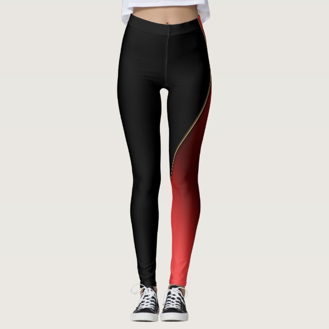 Slimming Red and Black Shaded Leggings (Framsida)