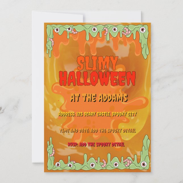 Slimy Halloween-inbjudningskort Inbjudningar (Baksida)