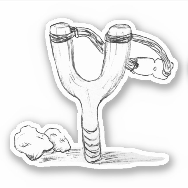 Sling Shot och Sten Sketch Klistermärken (Framsida)