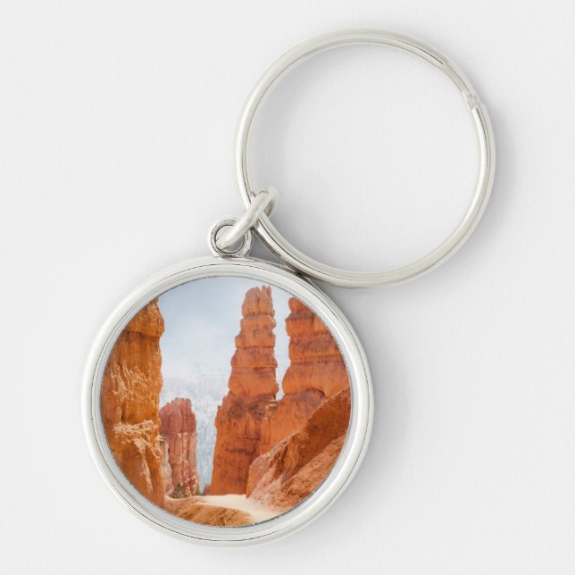 Slinga för Bryce kanjonnationalpark Rund Silverfärgad Nyckelring (Framsidan)
