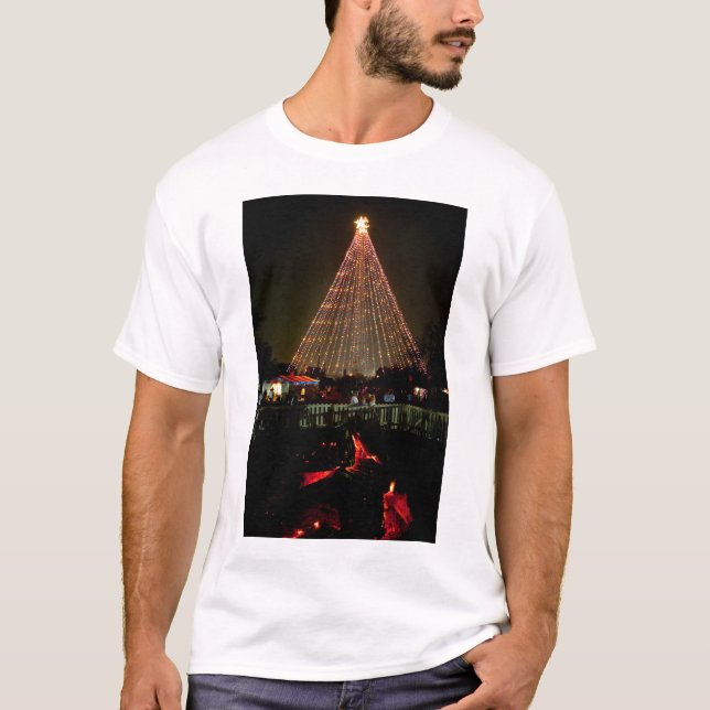 Slingan av ljusjul TreeYule loggar T-shirt (Framsida)