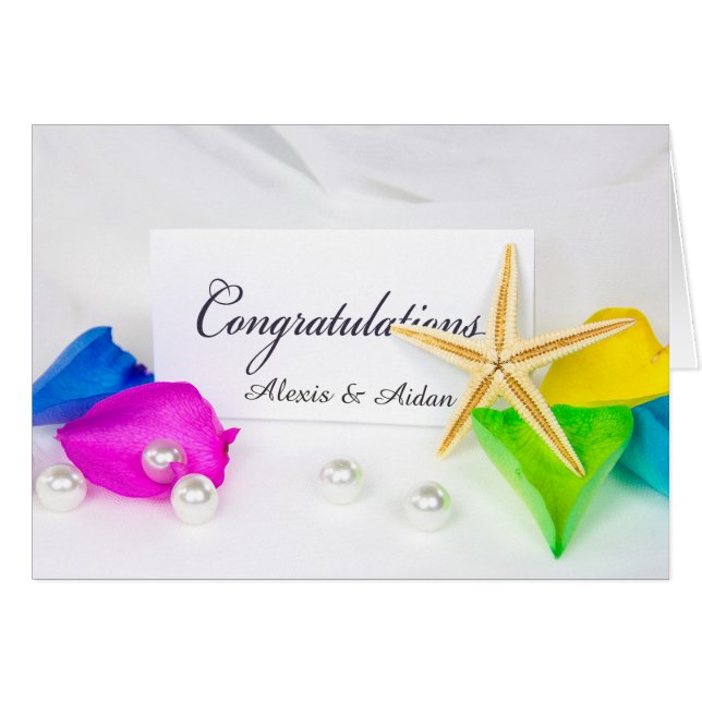 Slingfisk och Bröllop med Ro-petaler Hälsningskort (Framsidan Horizontal)