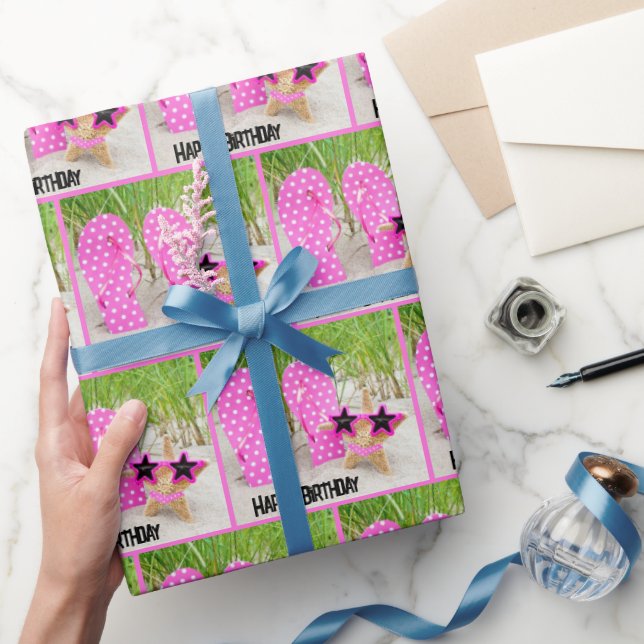 Slingfisk och flip-flops i persikosand presentpapper (Gifting)
