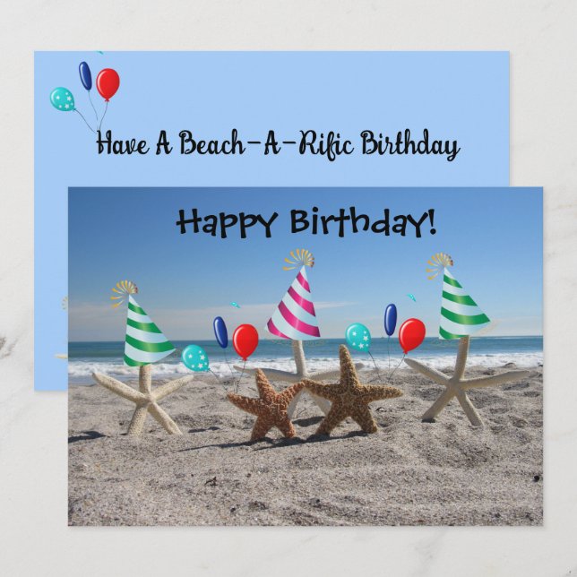 Slingfisk på Beach Flat Birthday Card (Fram/baksida)