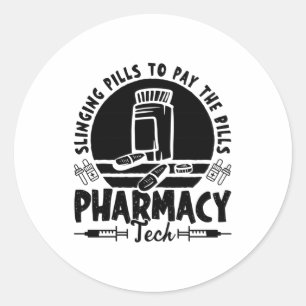 Slingor Pills Pharmacist Pharmacy Technician Gift Runt Klistermärke