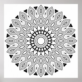 Slingrande bladkantrandig mandala med flödande sym poster