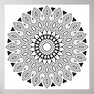 Slingrande bladkantrandig mandala med flödande sym poster