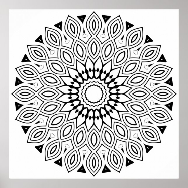 Slingrande bladkantrandig mandala med flödande sym poster (Framsidan)