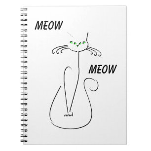 Slinky Black Cat Meow Meow Anpassningsbar Text Grö Anteckningsbok