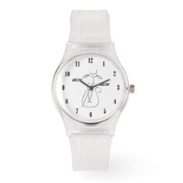 Slinky Black Cat Meow Meow Anpassningsbar Text Grö Armbandsur