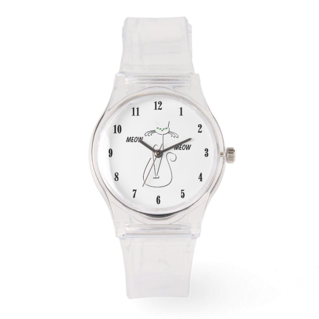 Slinky Black Cat Meow Meow Anpassningsbar Text Grö Armbandsur (Framsida)