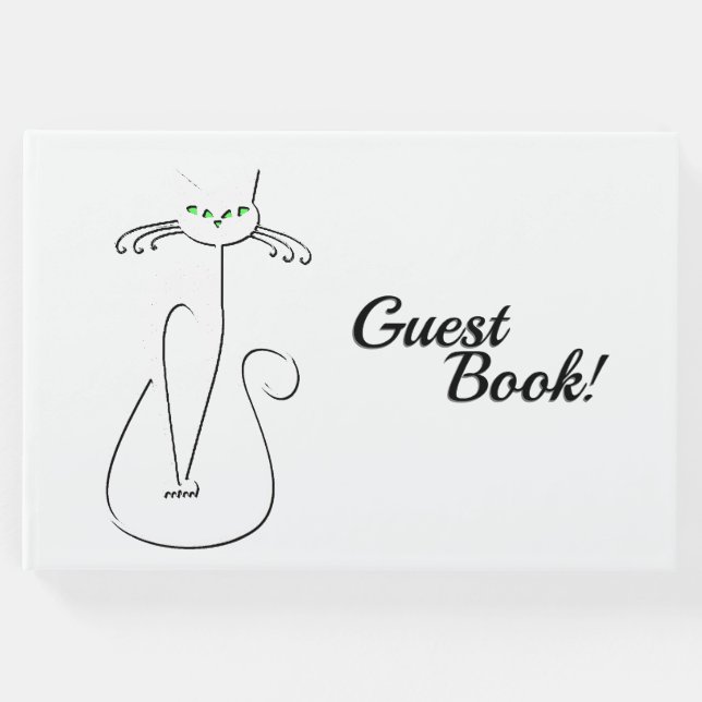Slinky Black Cat Meow Meow Anpassningsbar Text Grö Gästböcker (Framsida)