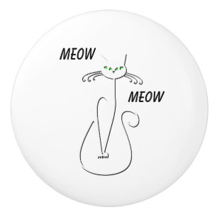 Slinky Black Cat Meow Meow Anpassningsbar Text Grö Knopp