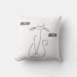 Slinky Black Cat Meow Meow Anpassningsbar Text Grö Kudde
