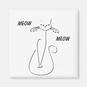 Slinky Black Cat Meow Meow Anpassningsbar Text Grö Magnet