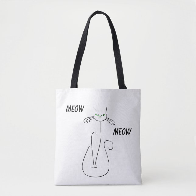 Slinky Black Cat Meow Meow Anpassningsbar Text Grö Tygkasse (Framsida)