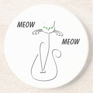 Slinky Black Cat Meow Meow Anpassningsbar Text Grö Underlägg