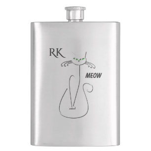 Slinky Black Cat Meow Meow Grönt Ögon Monogramr Fickplunta