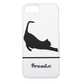 Slinky Black Cat Stretches Silhouette Personalize