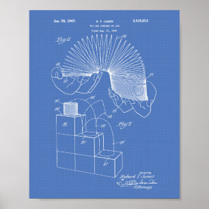 Slinky Leksak 1946 Patent Art - Blueprint Poster