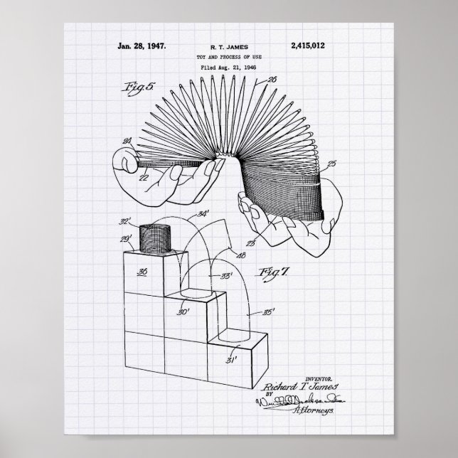Slinky Leksak 1946 Patent Art - Led Peper Poster (Framsidan)
