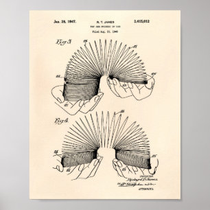 Slinky Leksak 1946 Patent Art - Old Peper Poster