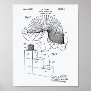 Slinky Leksak 1946 Patent Art - White Papper Poster