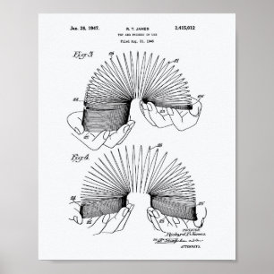 Slinky Leksak 1946 Patent Art - White Papper Poster